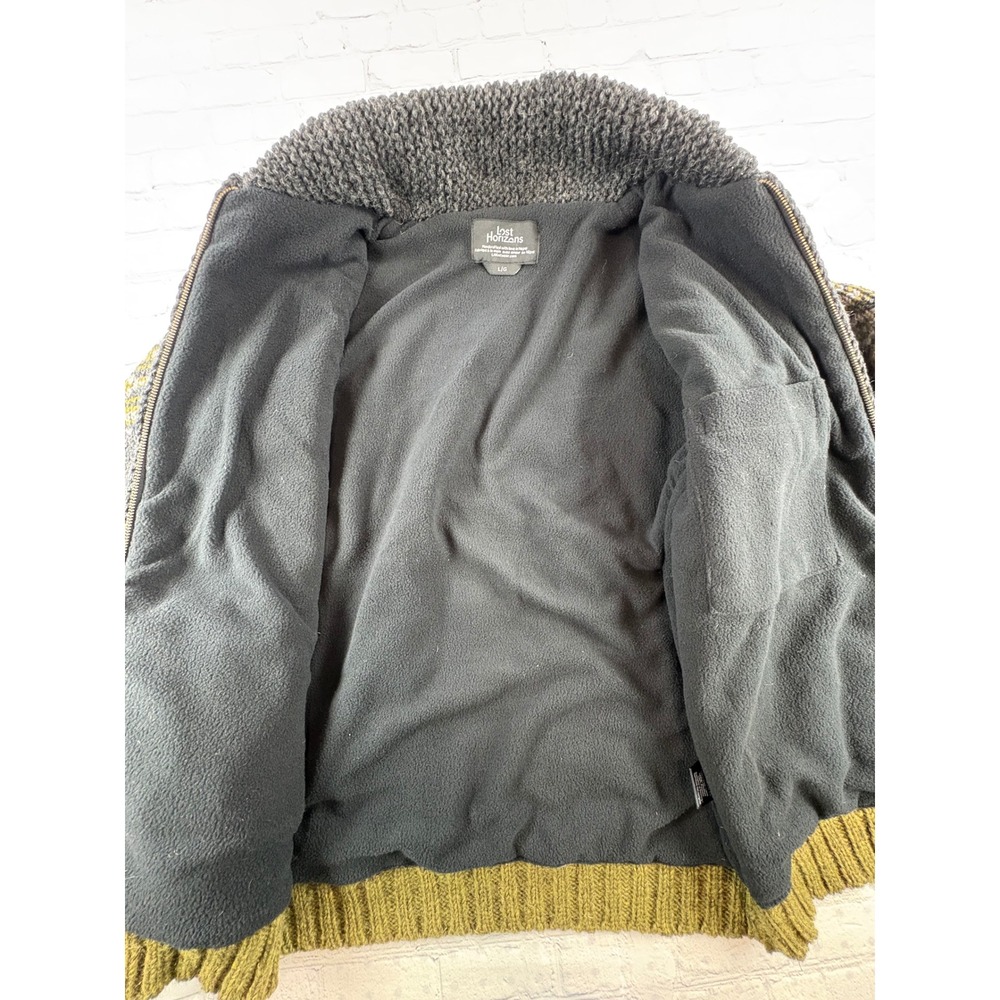 Lost Horizons Cardigan Mens L Gray Wolf Heavyweight Wool Full Zip Nepal - Picture 8 of 14